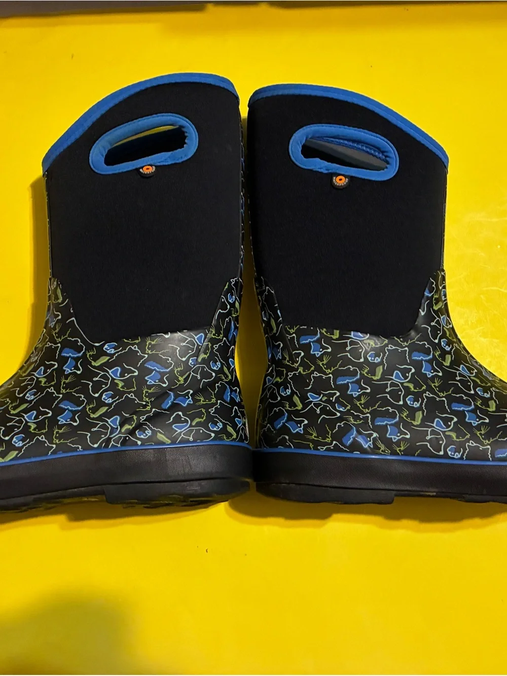 Big kid Waterproof Black and Blue Bogs boots Rain Boots US 6